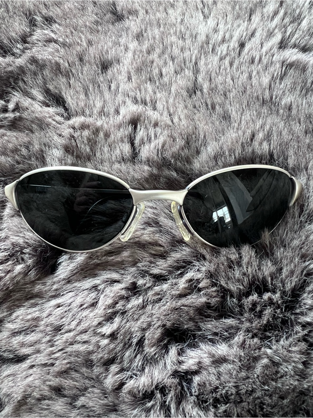 Arnette Y2K Oakley-Style Slim Oval Silver Frame Black Lens Sunglasses Italy